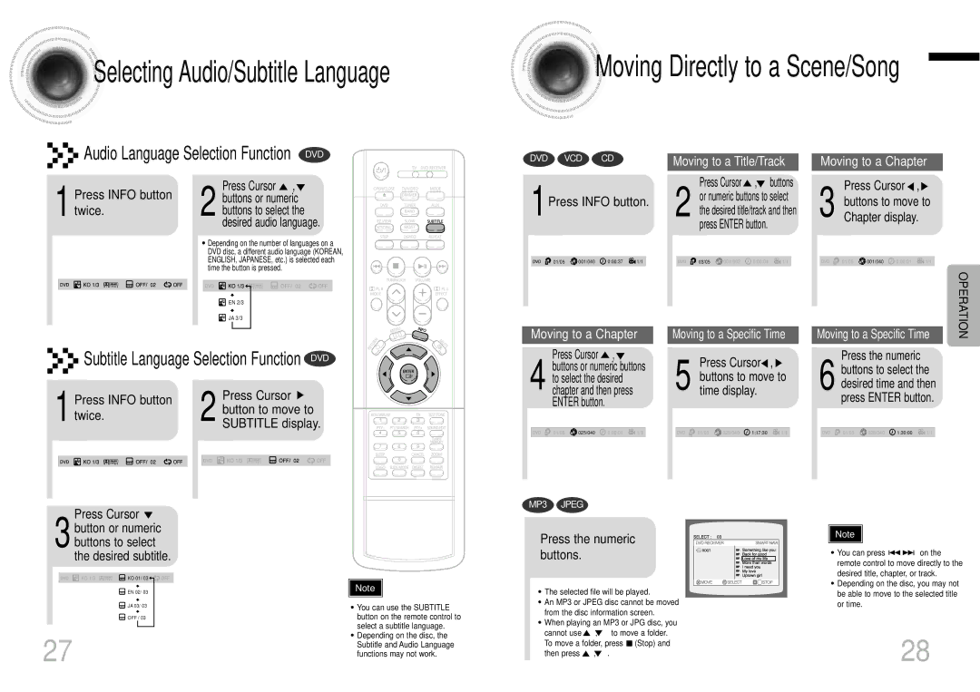 Samsung HT-DM150, HTDM150RH manual 1Press Info button, Buttons to select the desired subtitle, Press the numeric buttons 