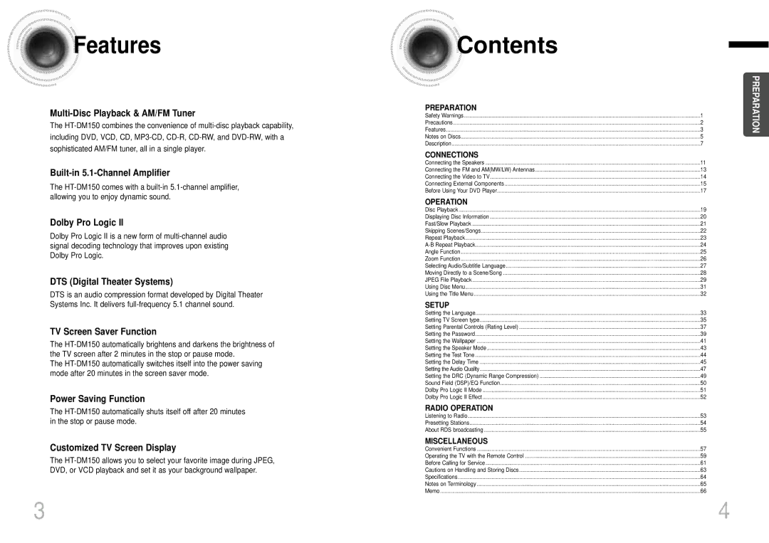 Samsung HTDM150RH/ELS, HT-DM150, HTDM150RH/EDC manual Contents 