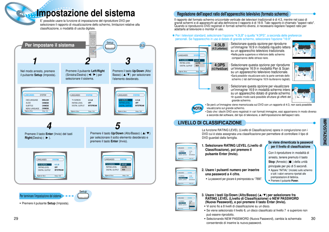 Samsung HT-DM150, HTDM150RH/EDC manual Impostazione del sistema, Per impostare il sistema 