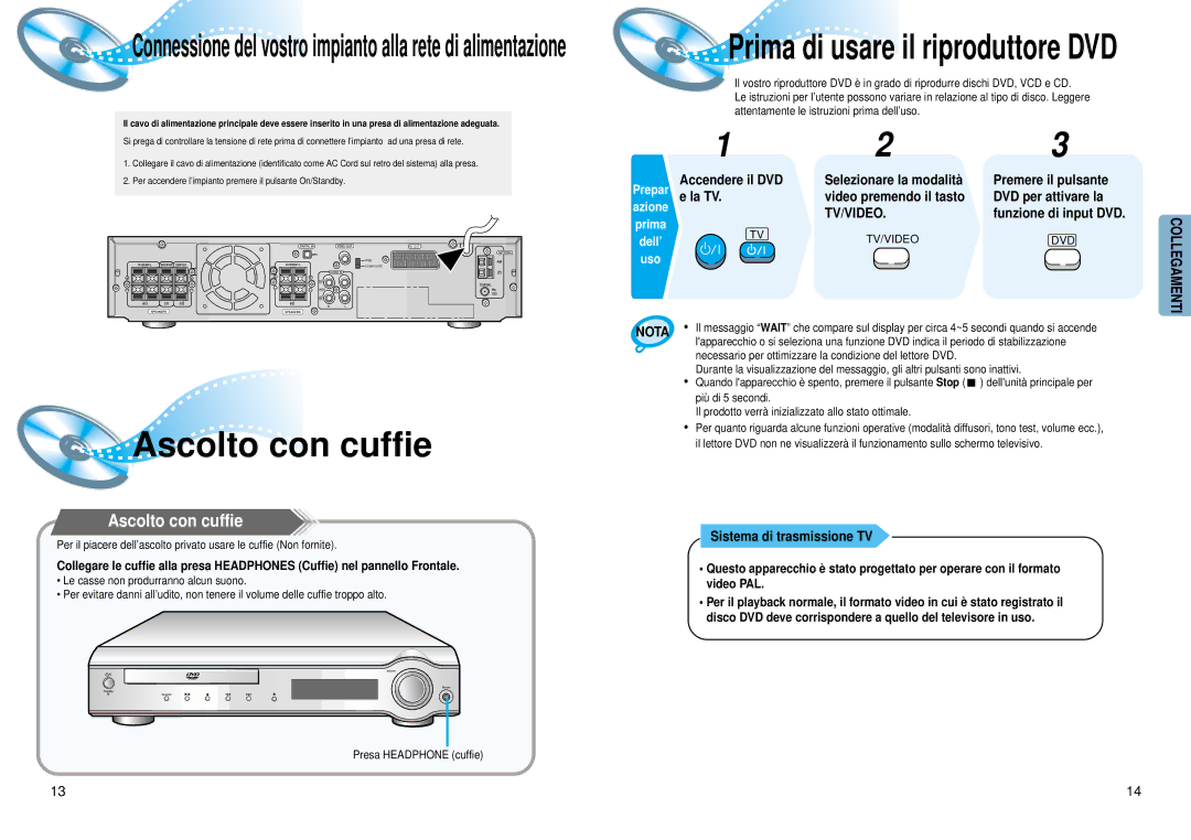 Samsung HT-DM150 manual Ascolto con cuffie, Selezionare la modalità Premere il pulsante, Sistema di trasmissione TV 