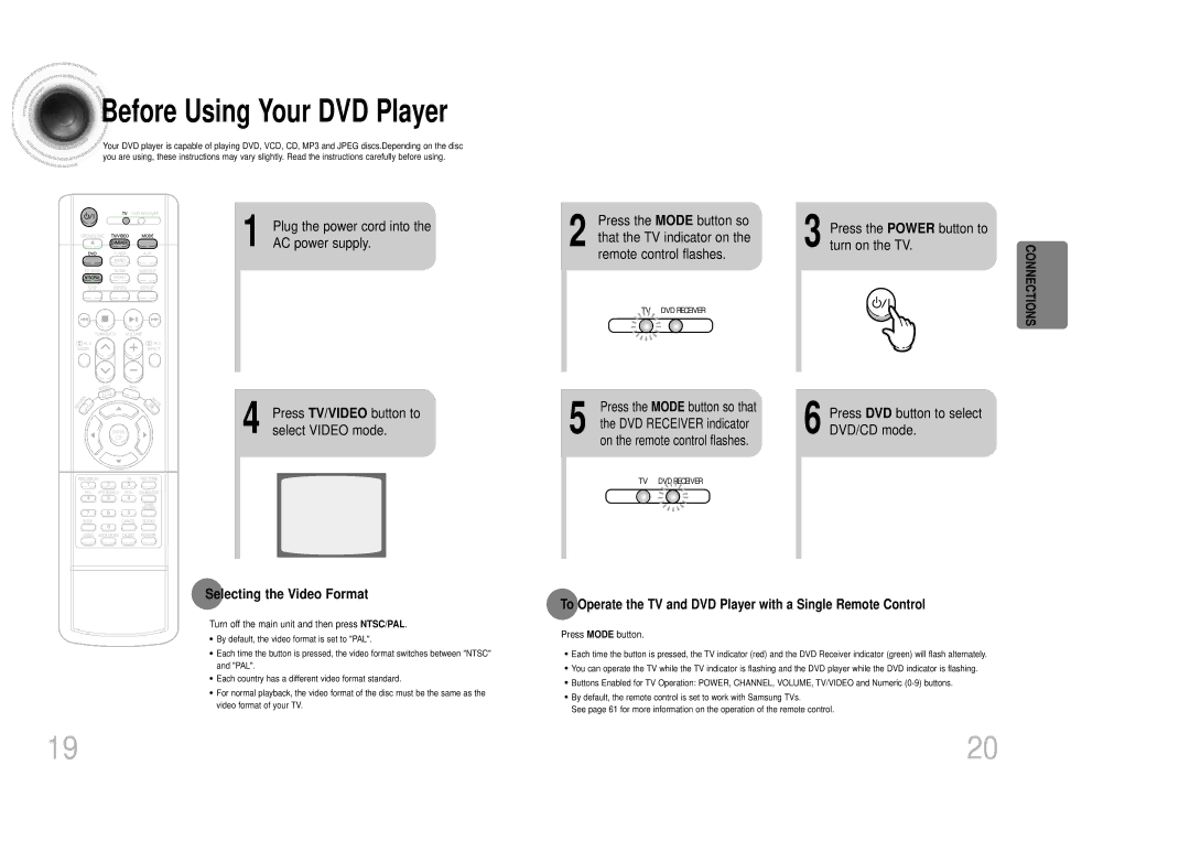 Samsung HTDM150RH/EDC, HT-DM150, HTDM150RH/ELS manual Selecting the Video Format 