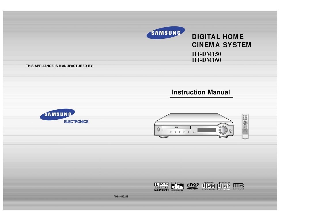 Samsung HTDM150RH/ELS manual Digital Home Cinema System, HT-DM150 HT-DM160, This Appliance Is Manufactured By, V I D E O 