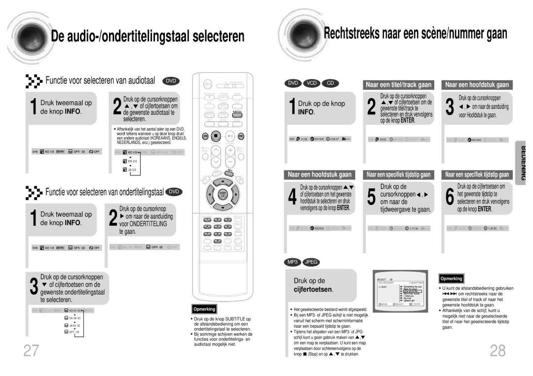 Samsung HT-DM155, HT-DM160 manual 1Druk op de knop Info, Cijfertoetsen, Functie voor selecteren van ondertitelingstaal DVD 