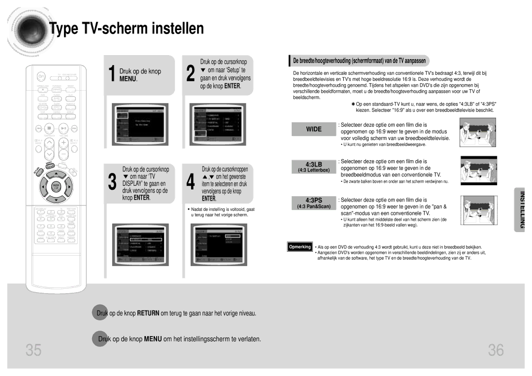 Samsung HT-DM155, HT-DM160 manual Druk op de knop, Menu, 43LB, 43PS 