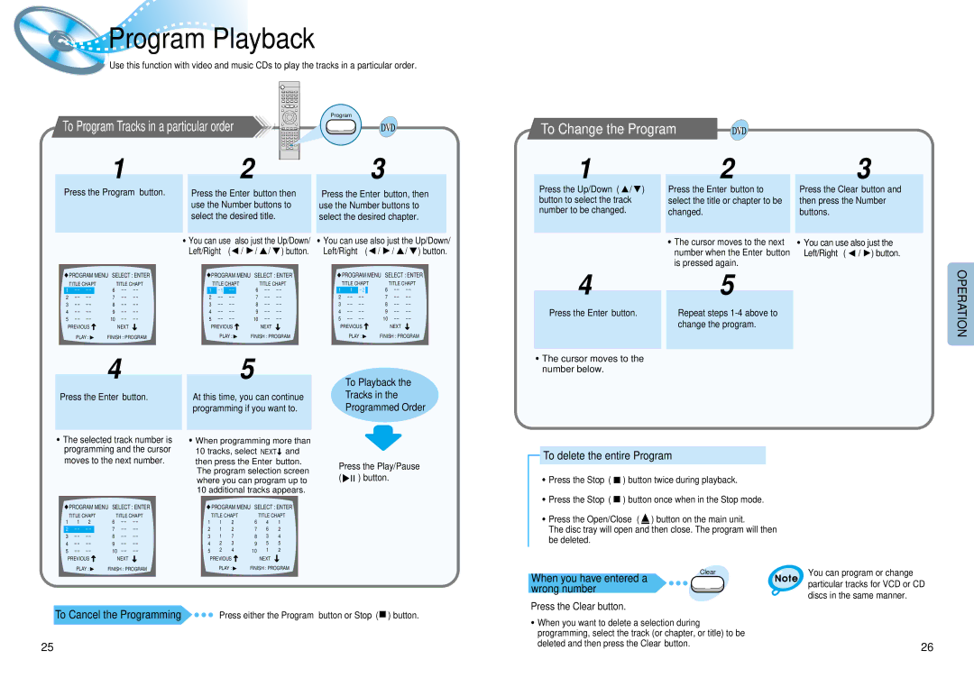 Samsung HT-DM550 instruction manual Program Playback, To Program Tracks in a particular order, To Change the Program 