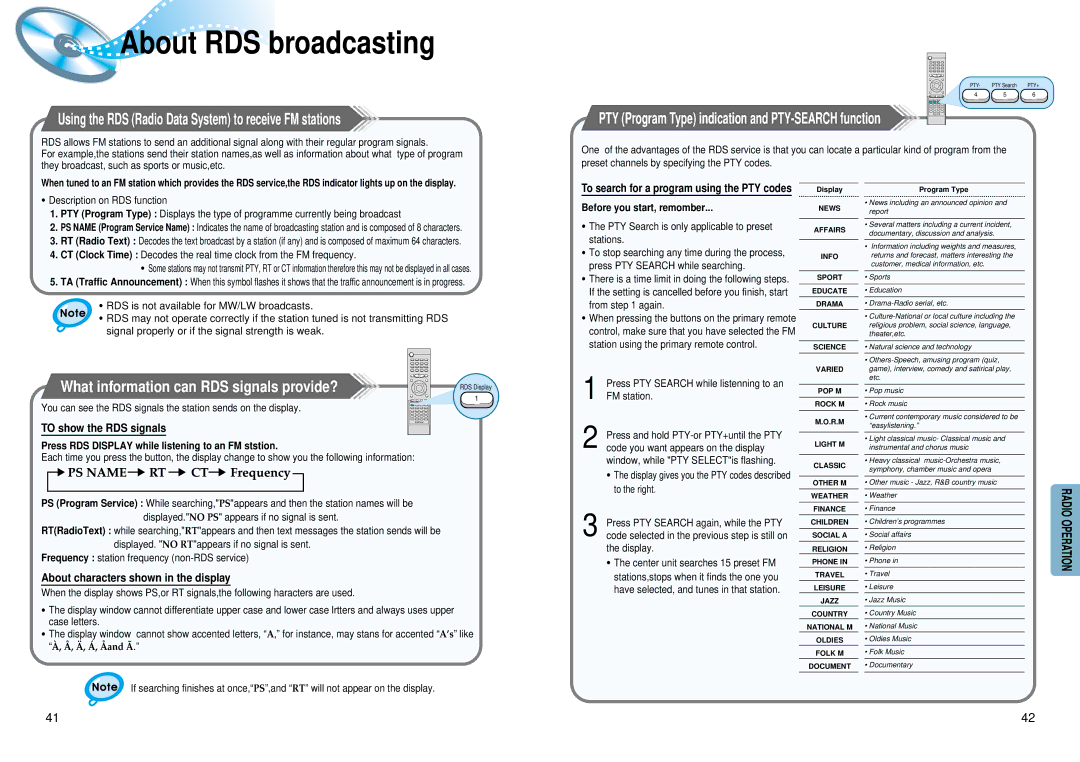 Samsung HT-DM550 instruction manual About RDS broadcasting, Using the RDS Radio Data System to receive FM stations 