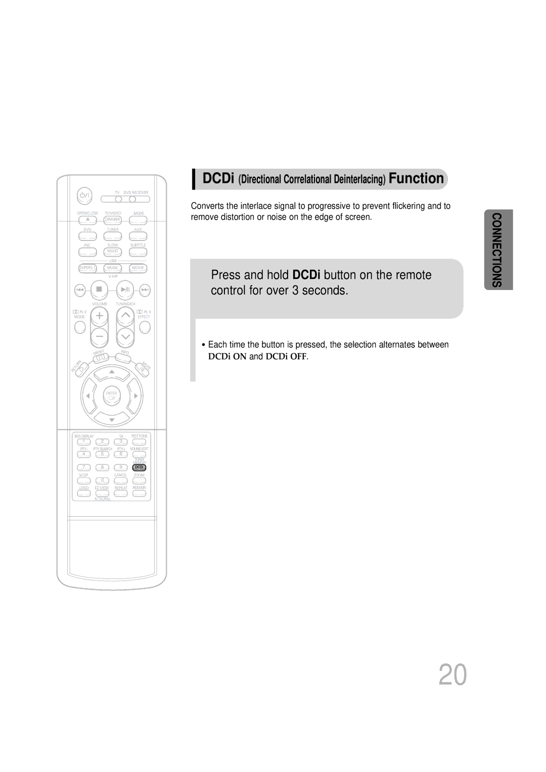 Samsung HTDS1000RH/XFO, HT-DS100N/EDC, HTDS1000TH/XAA, HTDS100B/EDC DCDi Directional Correlational Deinterlacing Function 