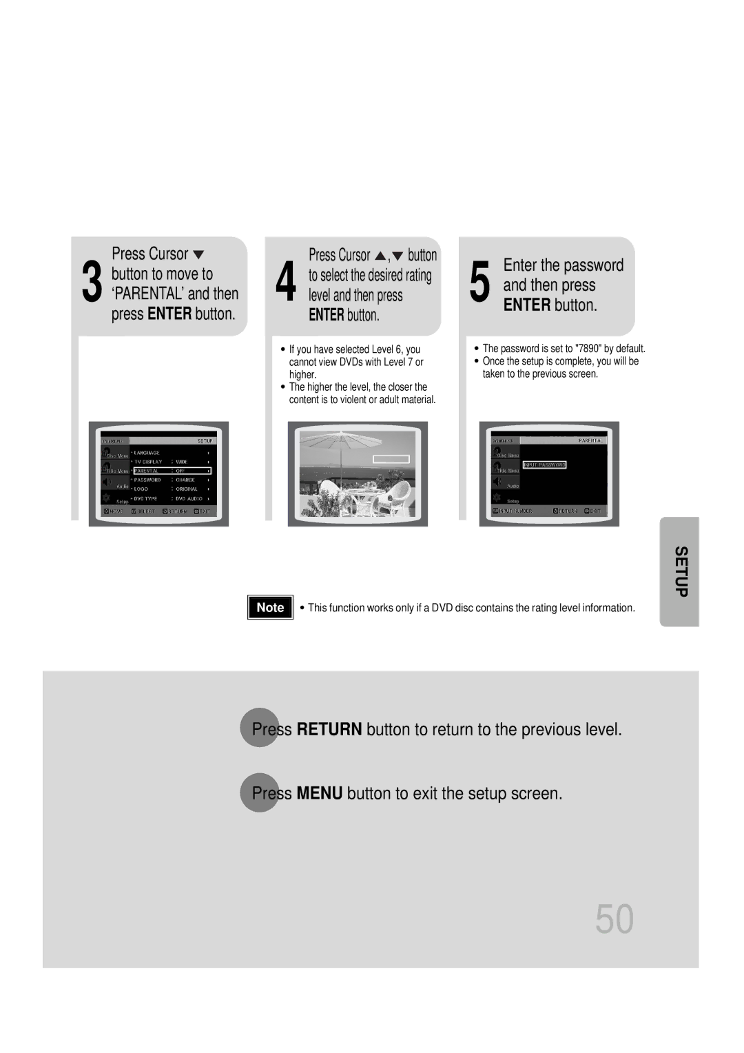 Samsung HTDS100RH/EDC, HT-DS100N/EDC, HTDS1000TH/XAA, HT-DS1100R/EDC manual Press Cursor , button, Enter the password 