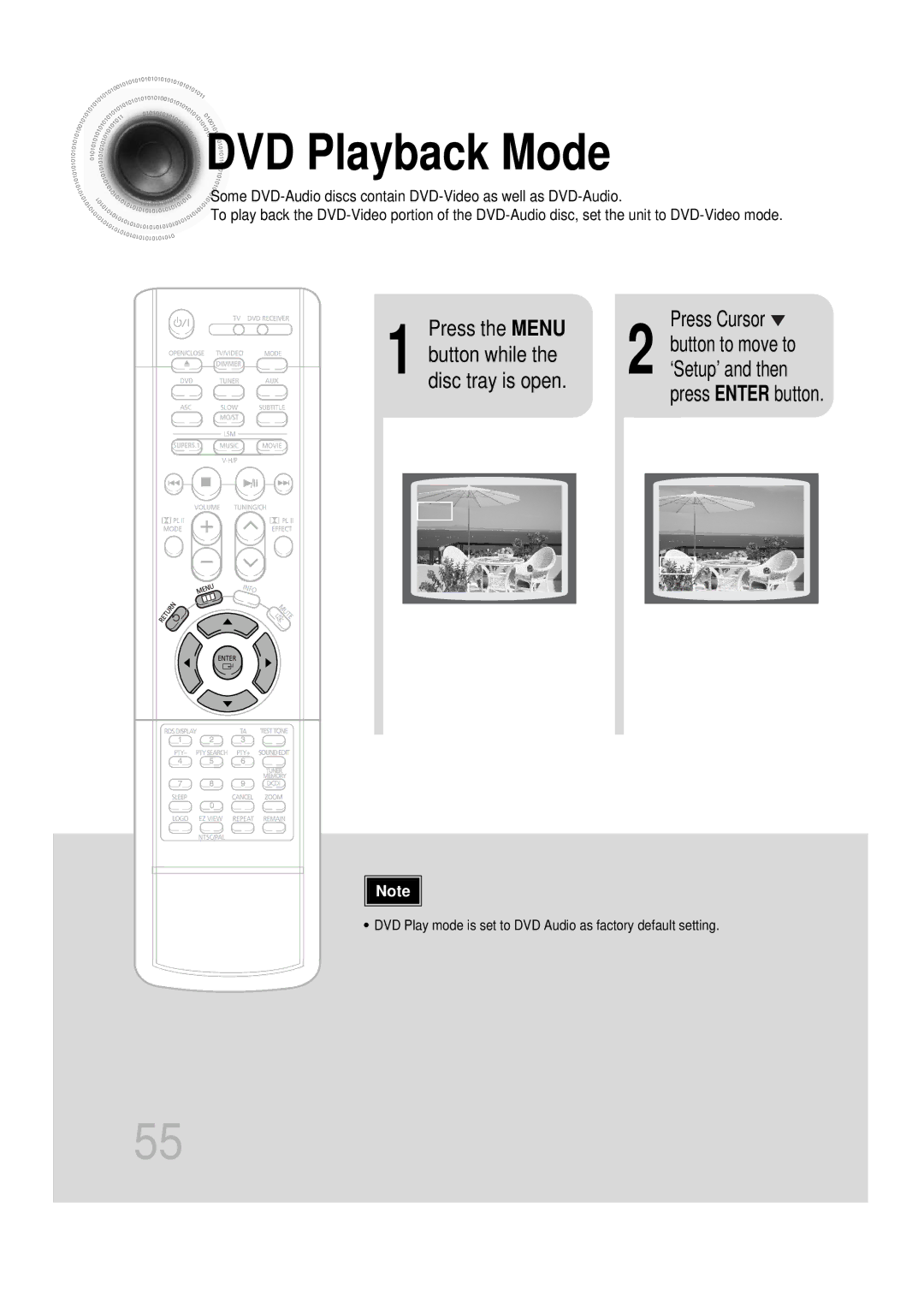 Samsung HT-DS100N/EDC, HTDS1000TH/XAA, HT-DS1100R/EDC, HTDS100B/EDC, HTDS1000RH/EDC manual DVD Playback Mode, Press the Menu 