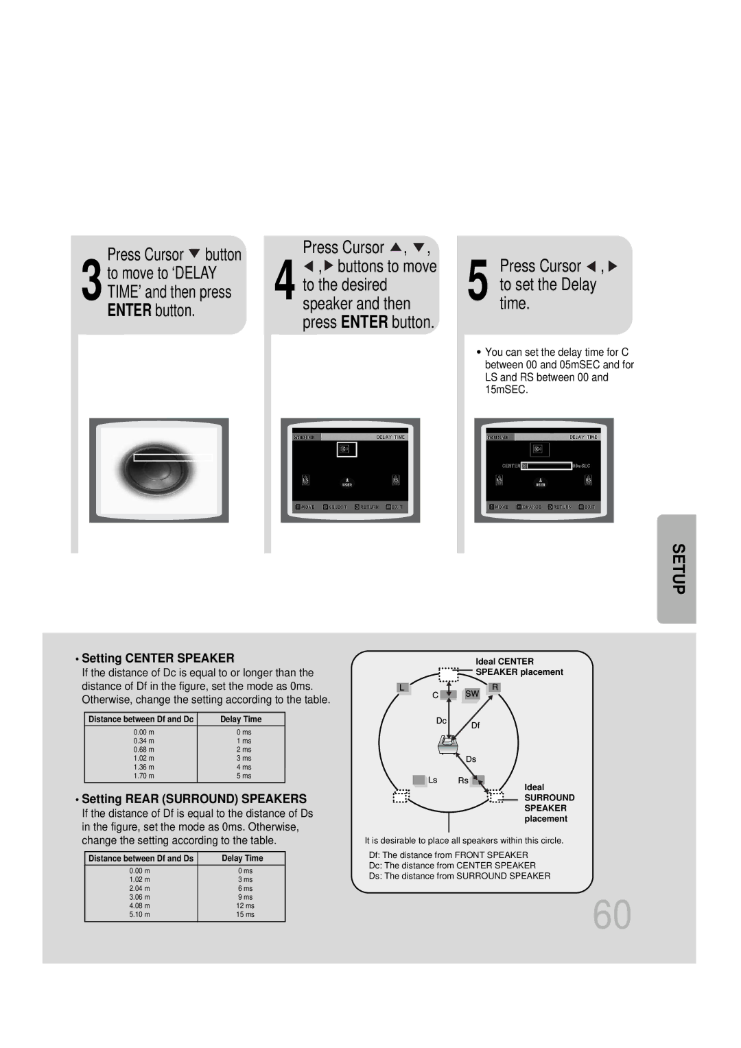 Samsung HTDS1000RH/EDC, HT-DS100N/EDC, HTDS1000TH/XAA, HTDS100B/EDC 3to move to ‘DELAY TIME’ and then press Enter button 