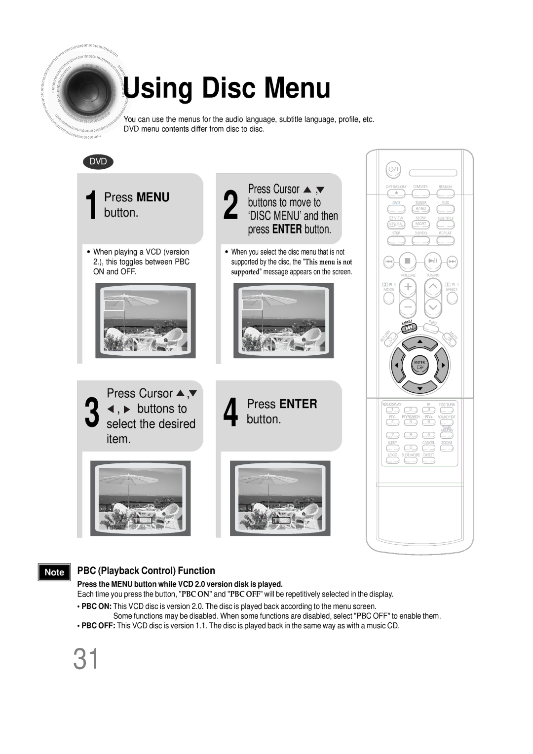 Samsung HTDS100RH/EDC, HT-DS100N/EDC, HTDS100B/EDC, HTDS100RH/ELS manual Using Disc Menu, Buttons to, Select the desired 