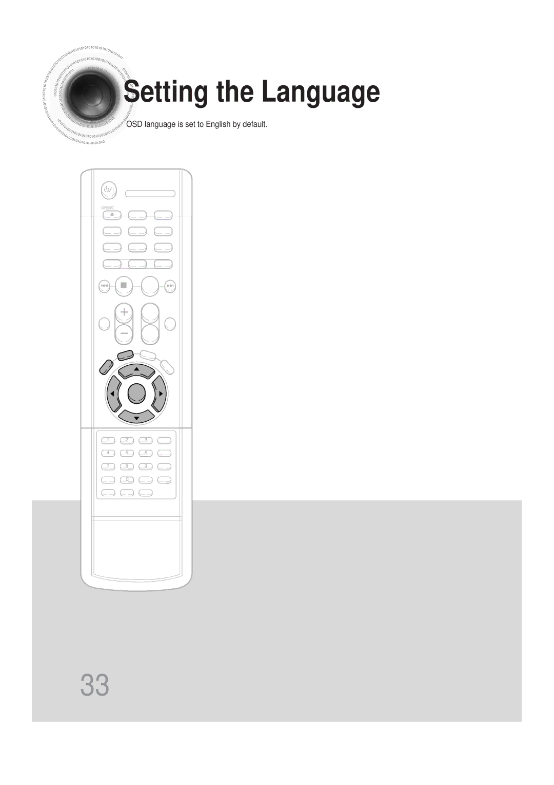 Samsung HTDS100RH/XFO, HT-DS100N/EDC, HTDS100B/EDC, HTDS100RH/ELS, HTDS100RH/EDC Setting the Language, Press Enter button 