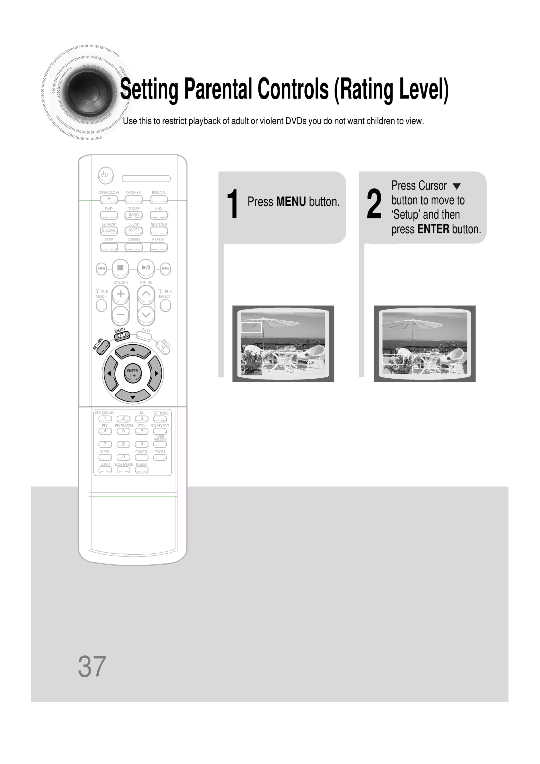 Samsung HTDS100RH/ELS, HT-DS100N/EDC, HTDS100B/EDC, HTDS100RH/EDC, HTDS100TH/XAA Setting Parental Controls Rating Level 