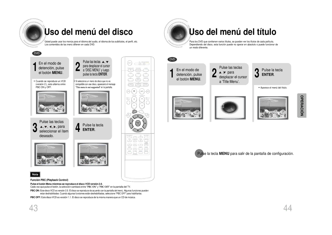 Samsung HTDS100RH/EDC, HT-DS100 manual Uso del menú del disco, Uso del menú del título 