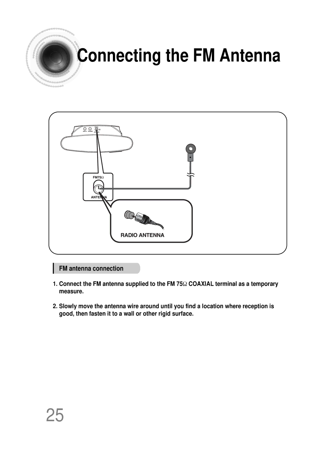 Samsung HT-DS1000 instruction manual Connecting the FM Antenna 