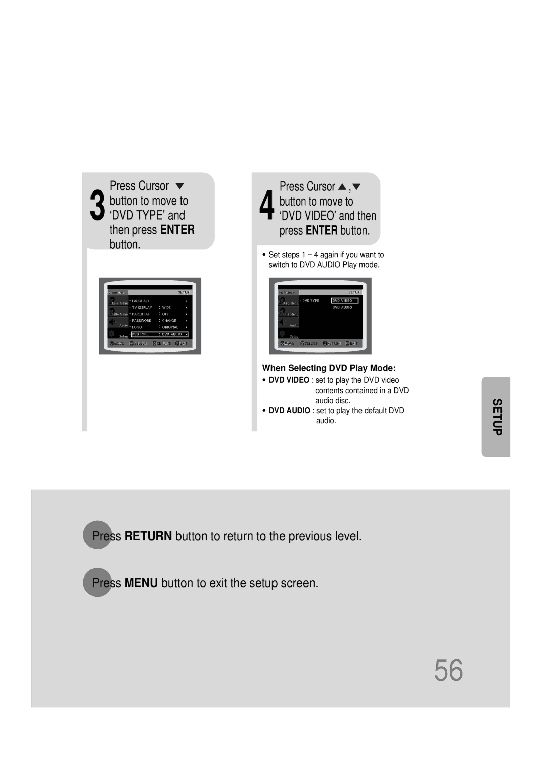 Samsung HT-DS1000 instruction manual ‘DVD VIDEO’ and then press Enter button 