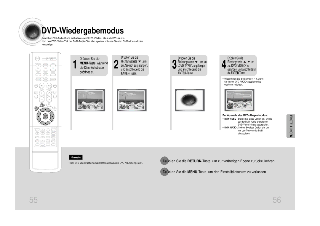 Samsung HTDS1000RH/XFO manual MENU-Taste, während, Die Disc-Schublade, Geöffnet ist, Bei Auswahl des DVD-Abspielmodus 