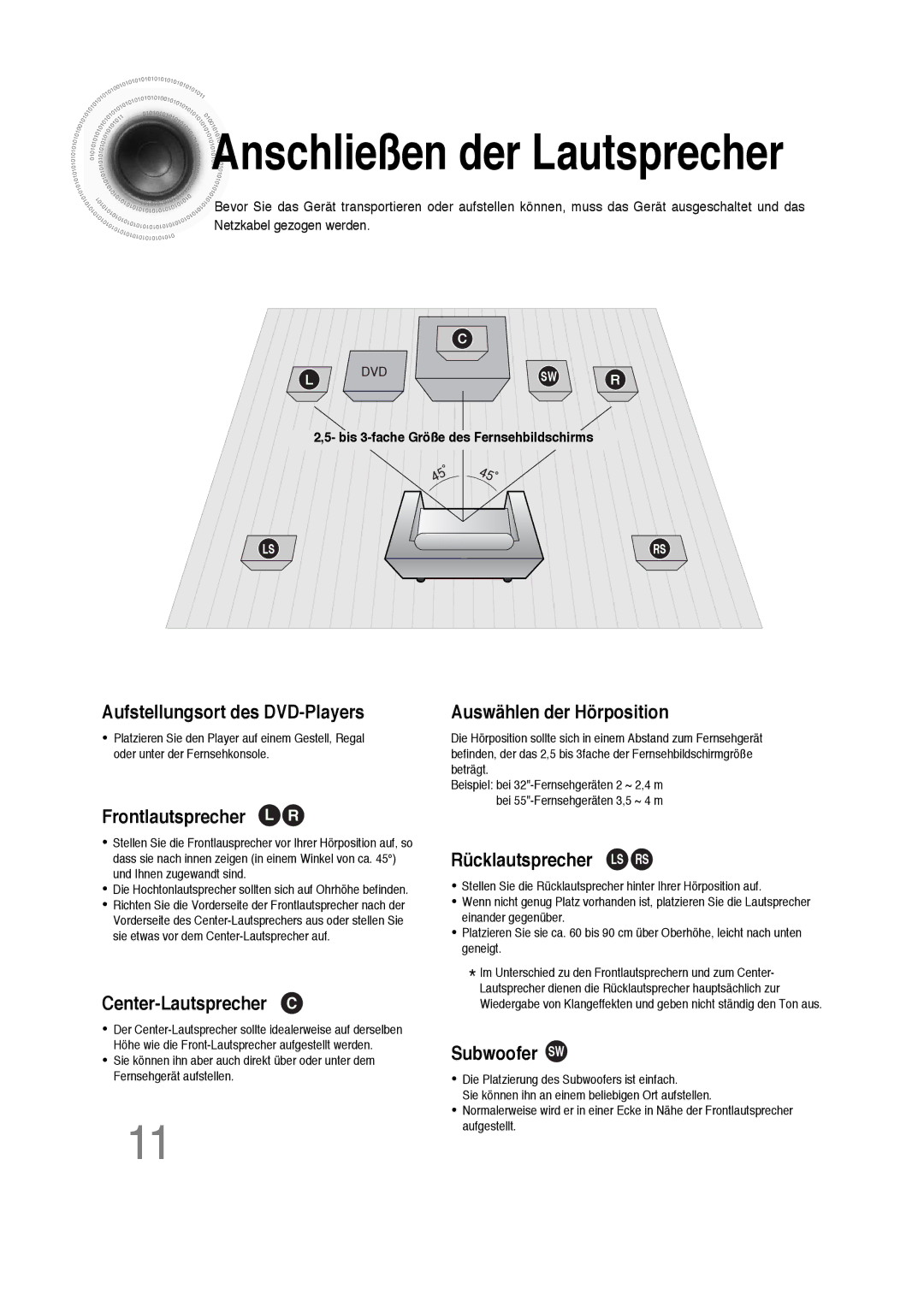 Samsung HT-DS100N/EDC, HTDS100B/EDC, HTDS100RH/ELS, HTDS100RH/EDC manual Anschließen der Lautsprecher 