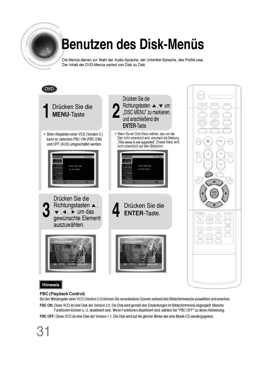 Samsung HT-DS100N/EDC, HTDS100B/EDC, HTDS100RH/ELS, HTDS100RH/EDC manual Um das, Auszuwählen 