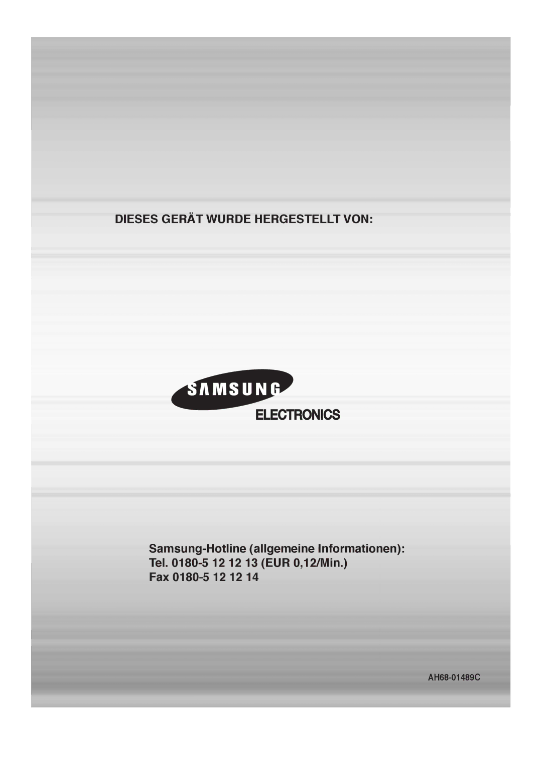 Samsung HTDS100RH/ELS, HT-DS100N/EDC, HTDS100B/EDC, HTDS100RH/EDC manual Dieses Gerät Wurde Hergestellt VON 