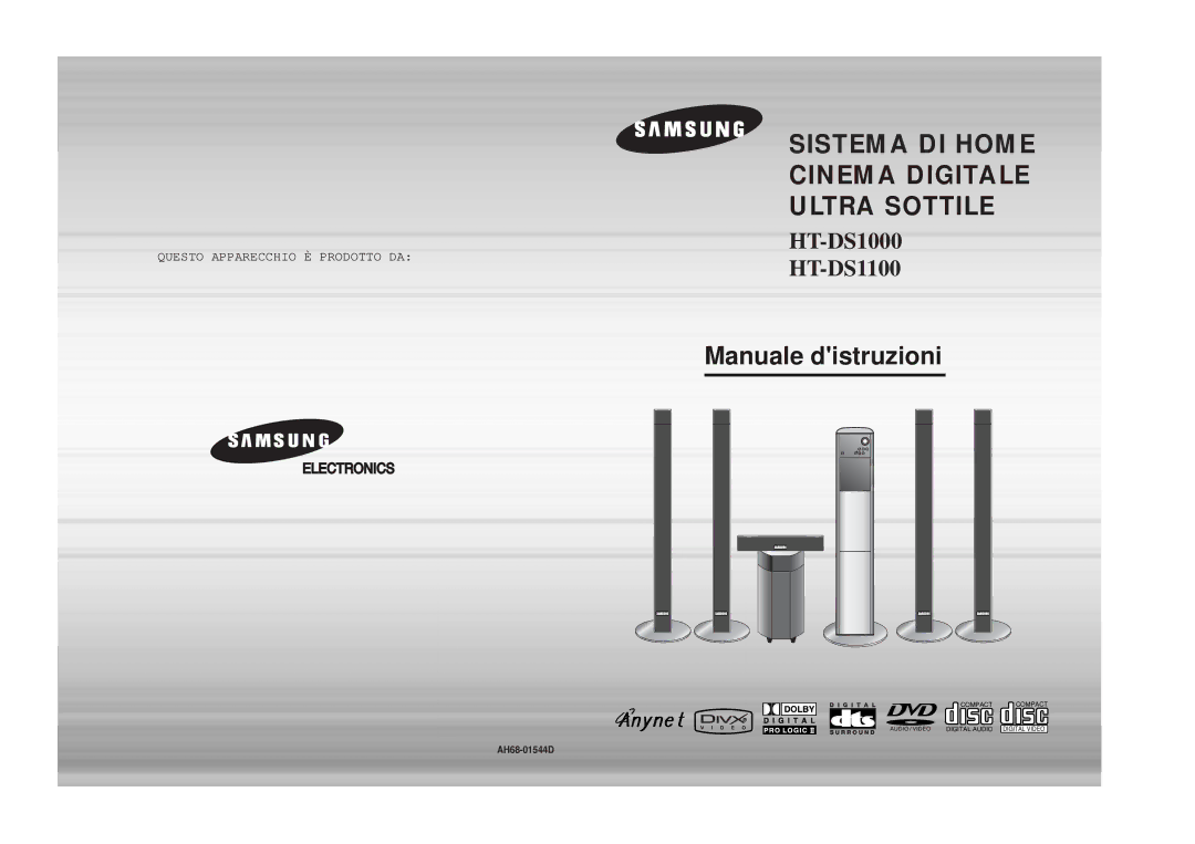 Samsung HTDS100B/EDC, HT-DS1100R/EDC, HT-DS1100R/ELS, HTDS100TH/XAA manual Sistema DI Home Cinema Digitale Ultra Sottile 