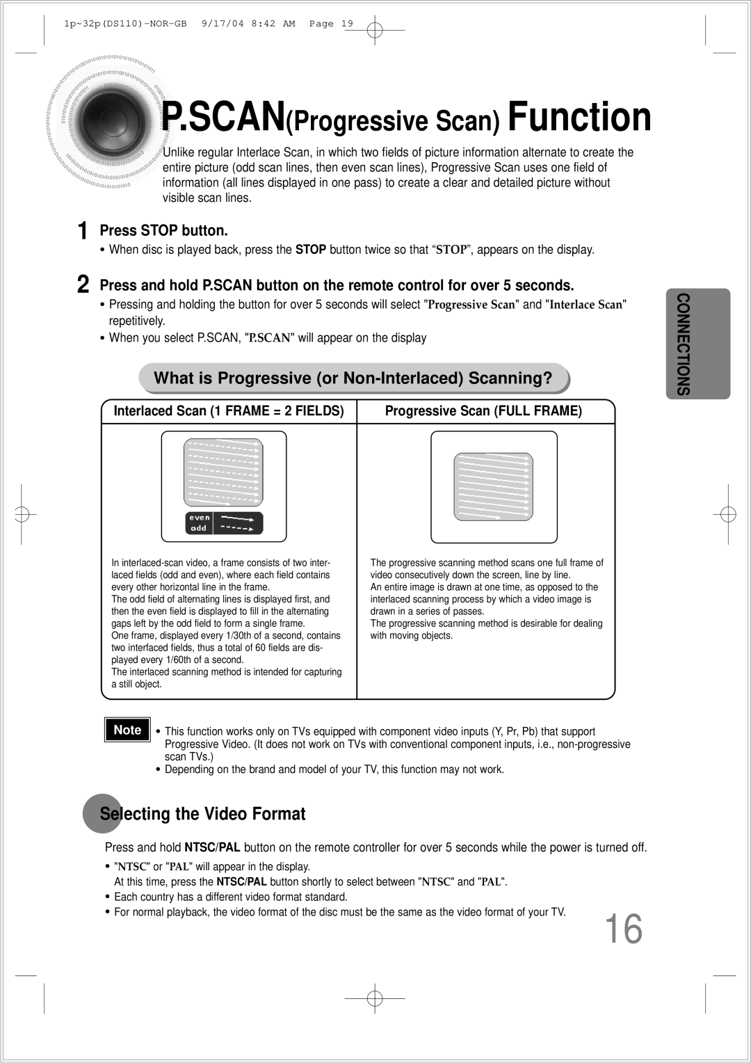 Samsung HT-DS110TH/XSP manual Selecting the Video Format, Press Stop button 