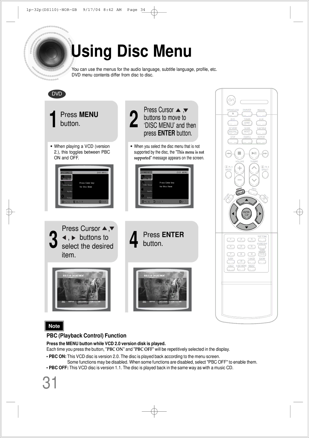 Samsung HT-DS110TH/XSP manual Press Cursor, Buttons to, Select the desired 