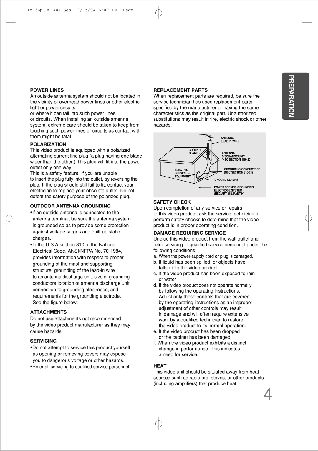 Samsung HT-DS140 instruction manual Power Lines 