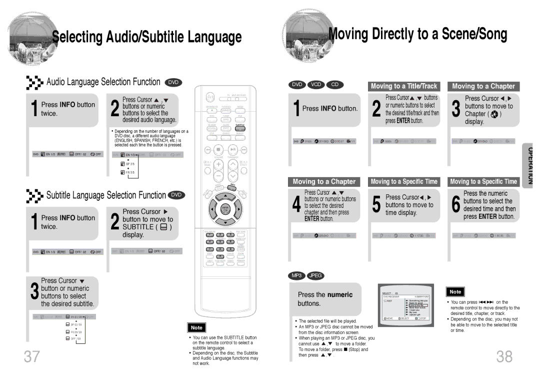 Samsung HT-DS420RH/XFO, HT-DS400 manual 1Press Info button twice, Press the numeric buttons, Buttons to move to time display 