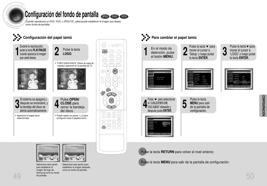 Samsung HT-DS400 manual Pulse Open, En el modo de Pulse la tecla para, El botón Menu La tecla Enter, Menu para salir 