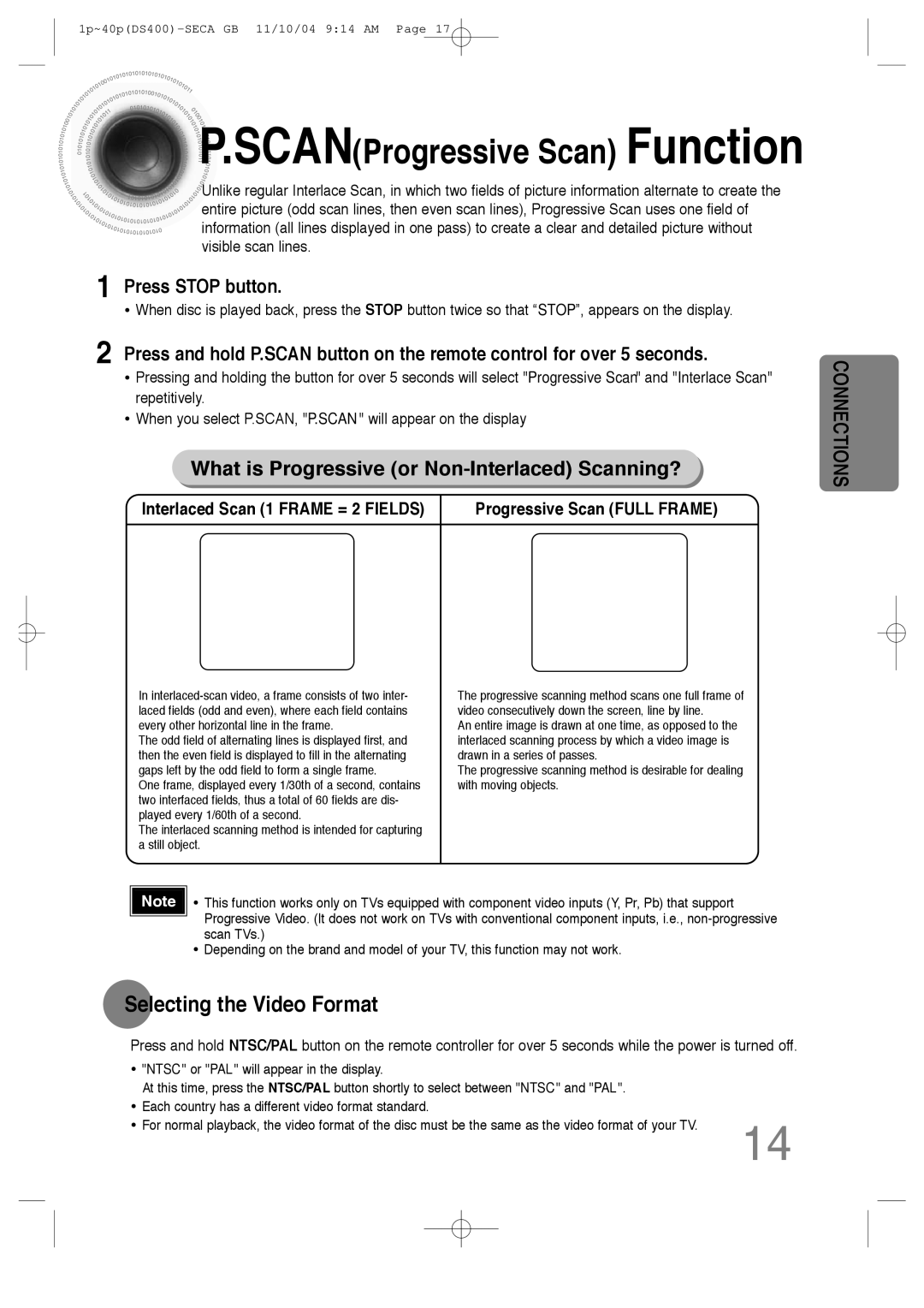 Samsung HT-DS400 instruction manual Selecting the Video Format, What is Progressive or Non-Interlaced Scanning? 