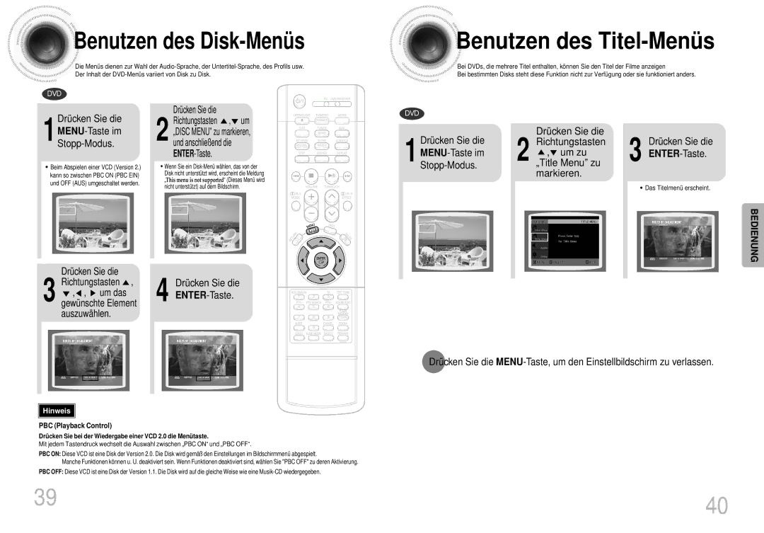 Samsung HT-DS420S/XSH, HTDS400RH/EDC, HTDS420RH/EDC manual Benutzen des Titel-Menü s 