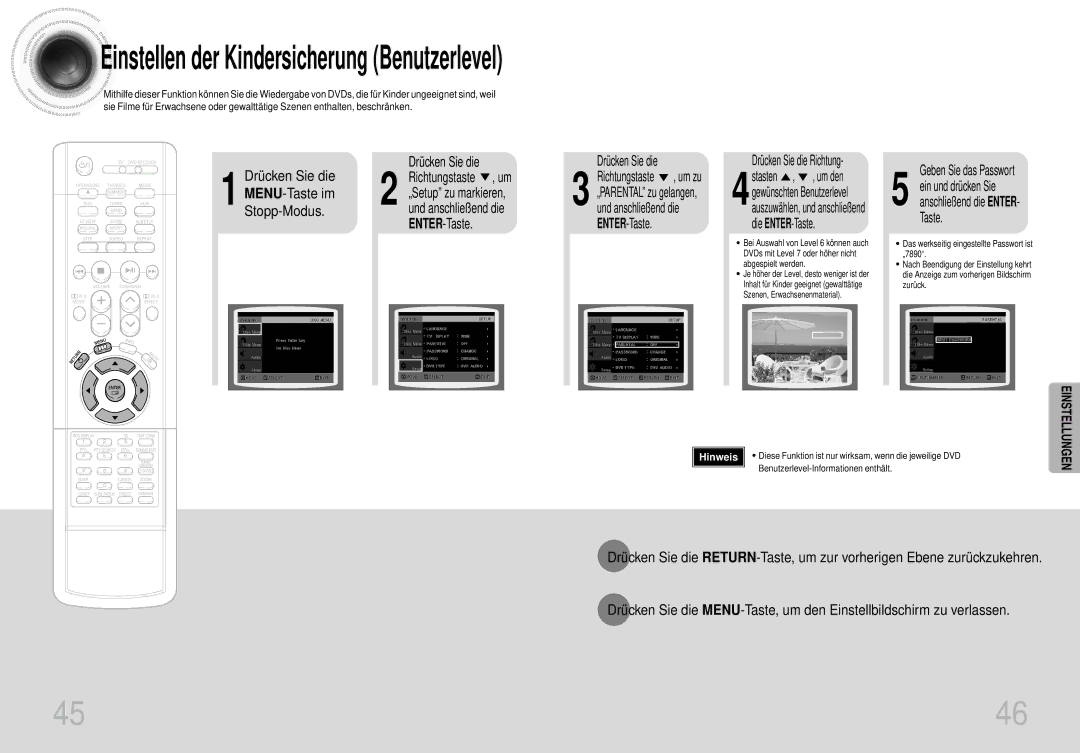 Samsung HT-DS420S/XSH, HTDS400RH/EDC, HTDS420RH/EDC manual MENU-Taste im Stopp-Modus, Drücken Sie die Richtungstaste , um zu 