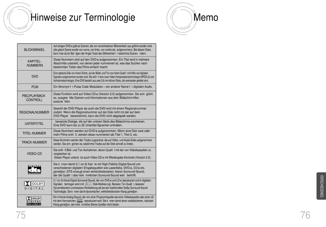 Samsung HT-DS420S/XSH, HTDS400RH/EDC Hinweise zur Terminologie, Bestimmten Teilen des Films einfach macht, Vergleichen ist 