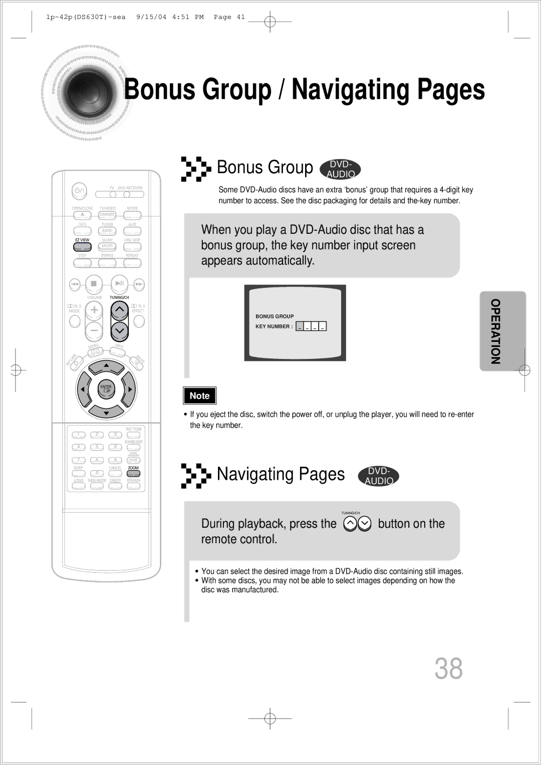 Samsung HT-DS630T Bonus Group / Navigating Pages, During playback, press the button on the remote control 