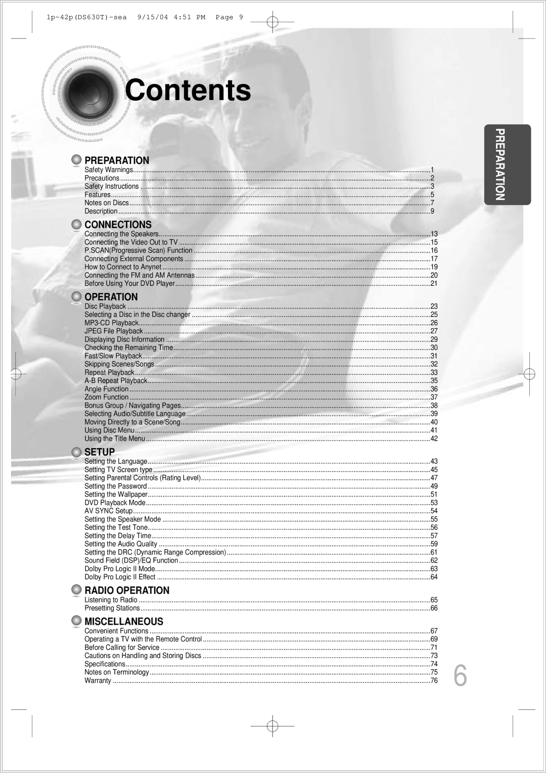 Samsung HT-DS630T instruction manual Contents 