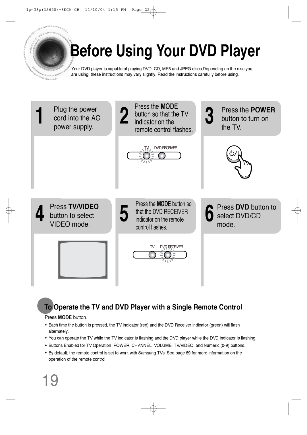 Samsung HT-DS650 instruction manual Before Using Your DVD Player 