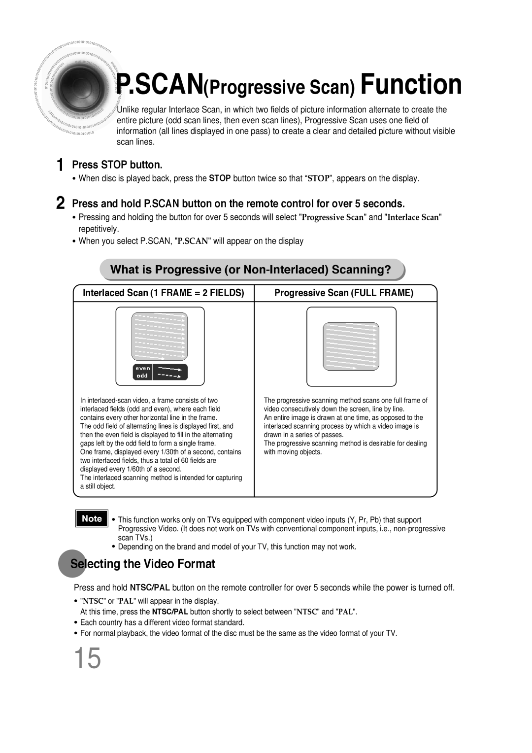 Samsung HT-DS660 instruction manual Scan Progressive Scan Function, Selecting the Video Format 