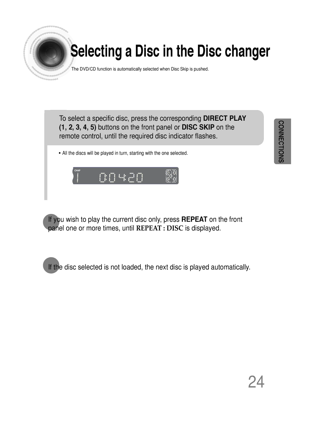 Samsung HT-DS660 instruction manual Selecting a Disc in the Disc changer 