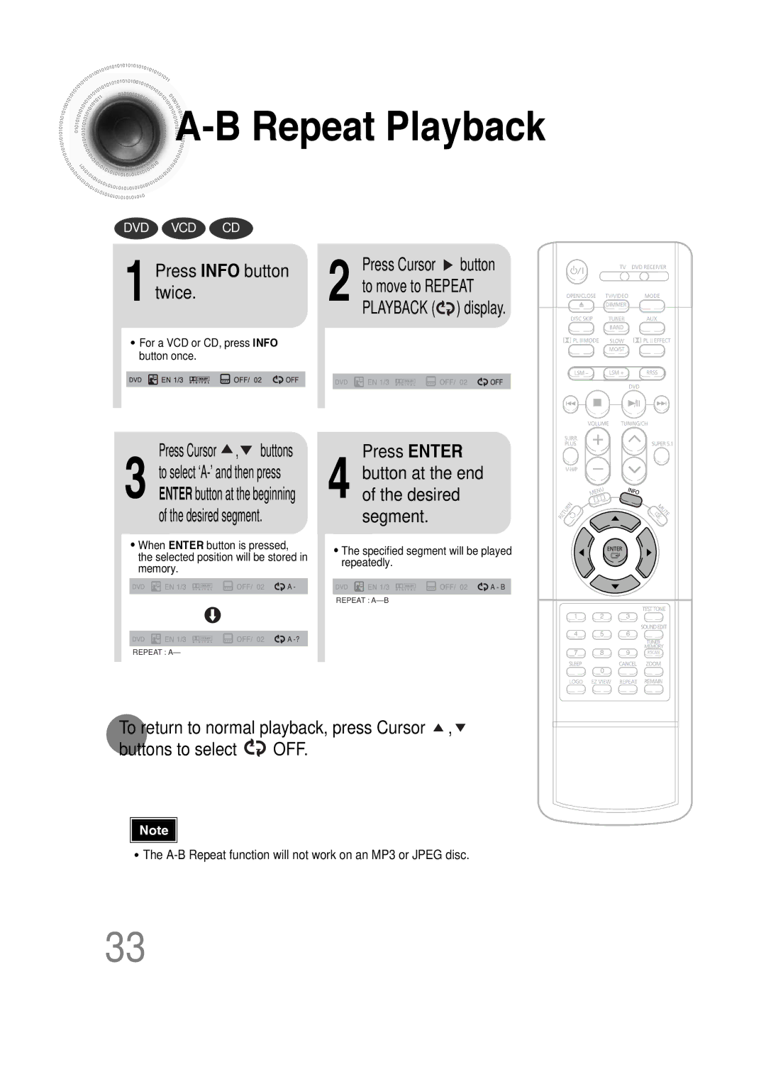 Samsung HT-DS660 instruction manual Press Info button twice, Press Enter 