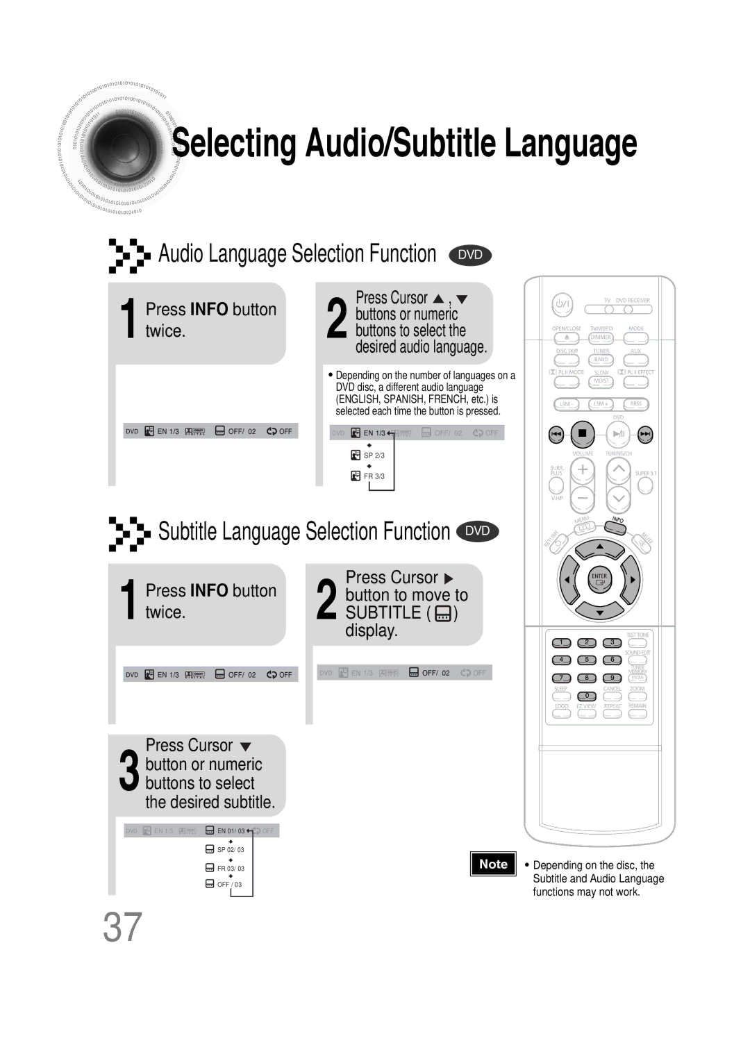 Samsung HT-DS660 instruction manual Press Info button Press Cursor, 1twice, Display 