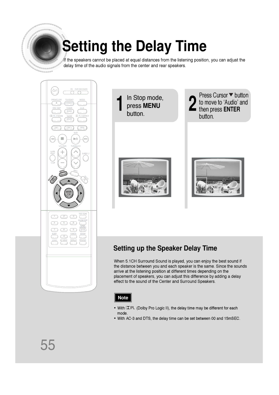 Samsung HT-DS660 instruction manual Setting the Delay Time, Setting up the Speaker Delay Time 