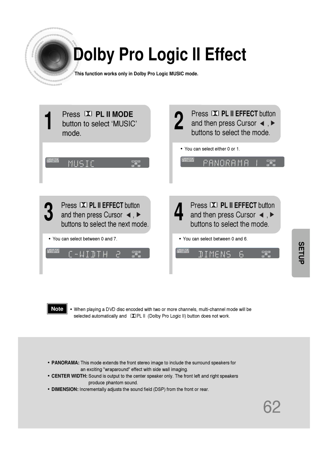 Samsung HT-DS660 instruction manual Dolby Pro Logic II Effect, Press PL II Mode 