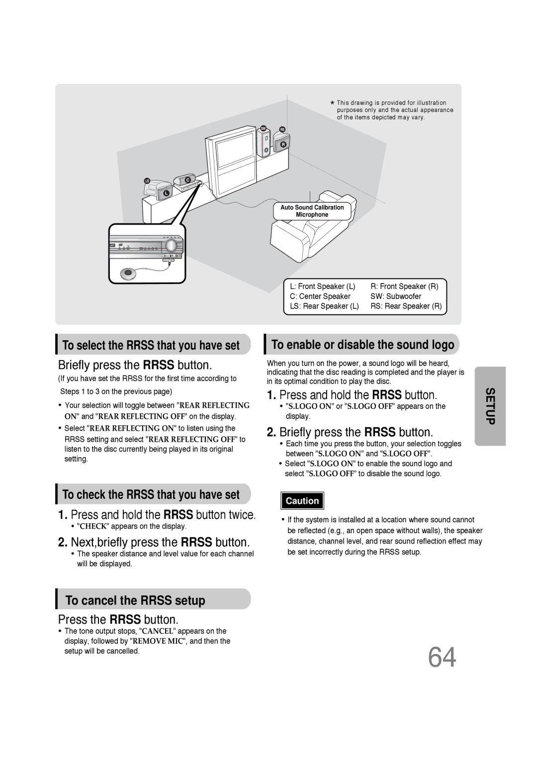 Samsung HT-DS660 Briefly press the Rrss button, Press and hold the Rrss button, Next,briefly press the Rrss button 