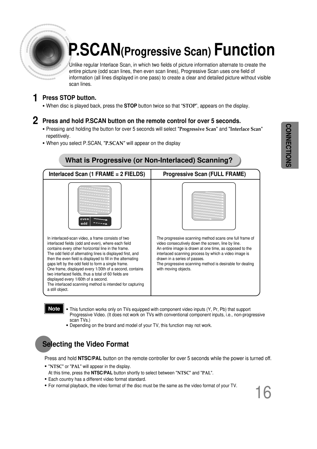 Samsung HT-DS660T instruction manual Scan Progressive Scan Function, Selecting the Video Format 