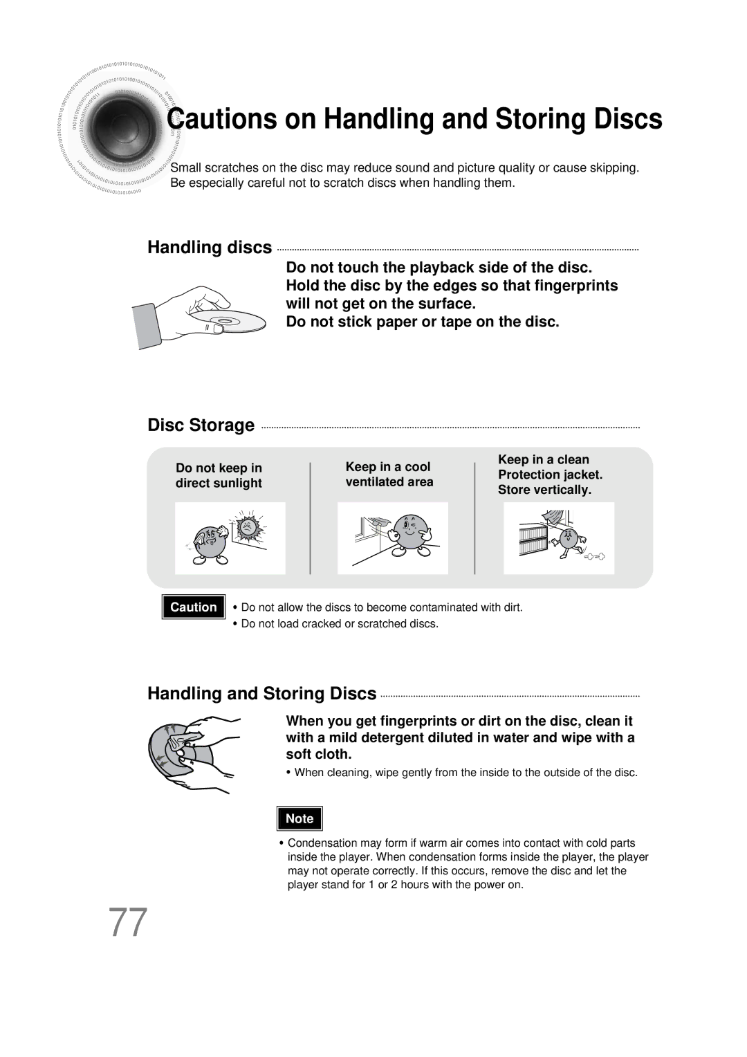 Samsung HT-DS660T instruction manual Handling discs, Disc Storage, Handling and Storing Discs 