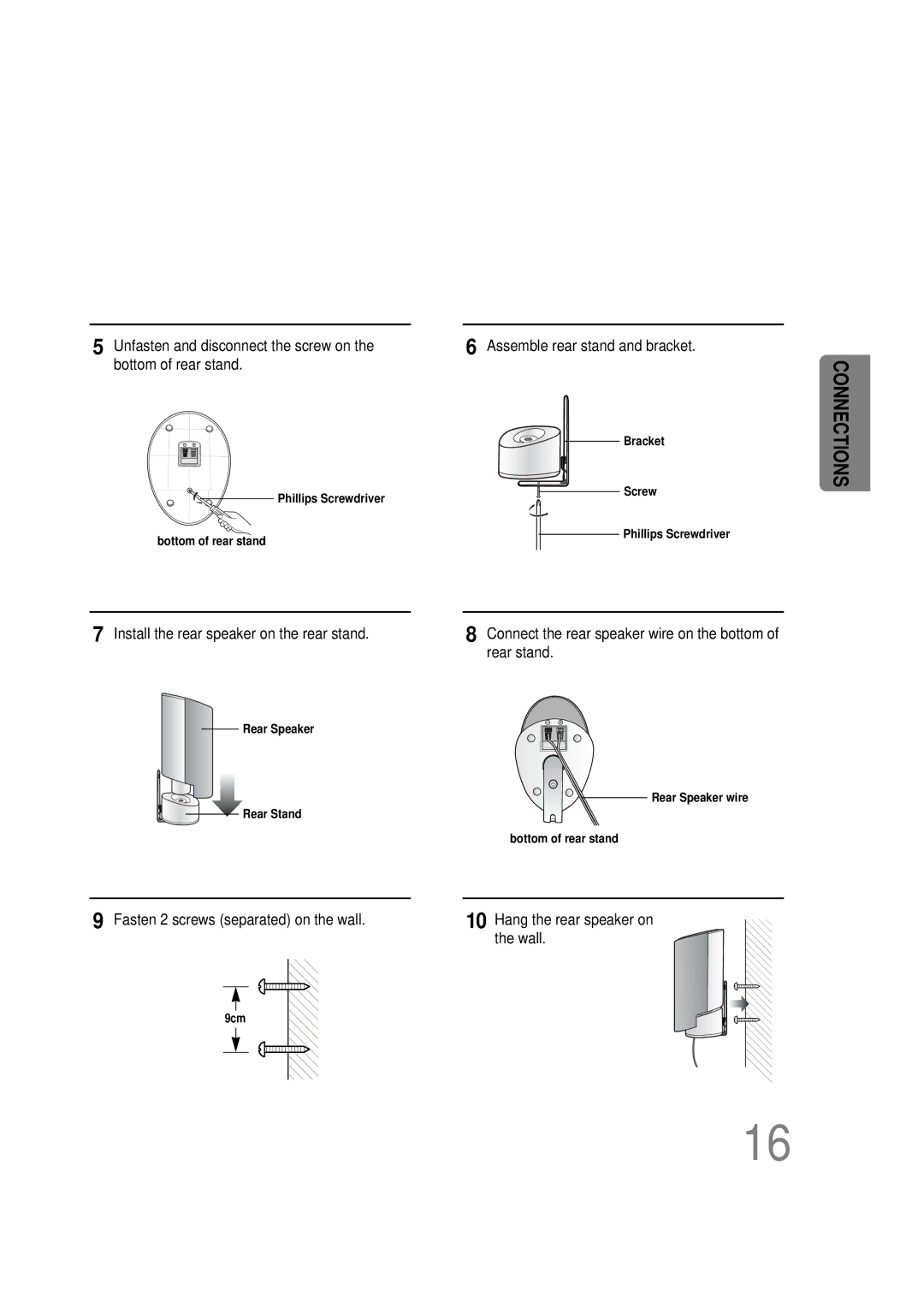 Samsung AH68-01493X, HT-DS665T, 20051111115925328 instruction manual Install the rear speaker on the rear stand 