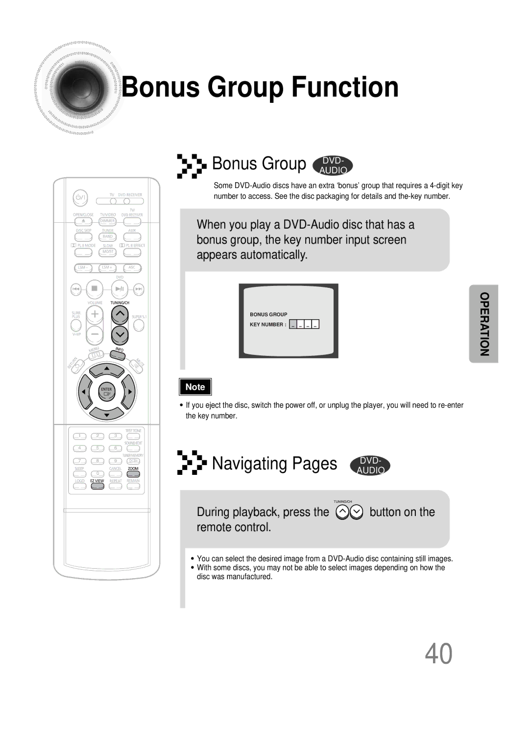 Samsung AH68-01493X, HT-DS665T Bonus Group Function, During playback, press the button on the remote control 