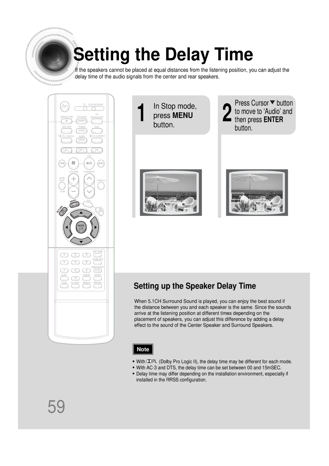 Samsung HT-DS665T, 20051111115925328, AH68-01493X instruction manual Setting the Delay Time, Press Cursor button 