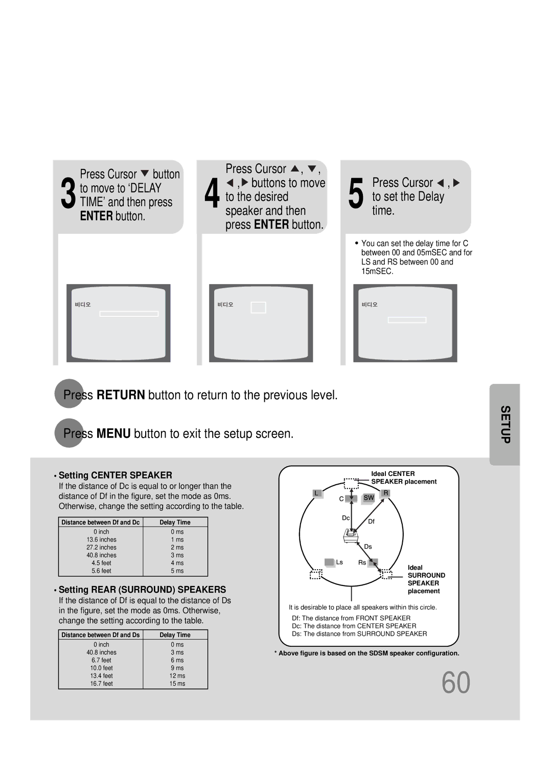 Samsung 20051111115925328, HT-DS665T, AH68-01493X instruction manual 3to move to ‘DELAY TIME’ and then press Enter button 